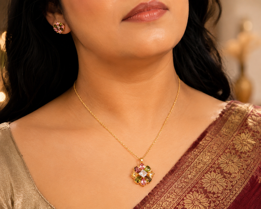 Rangoli Blossom Pendant Set