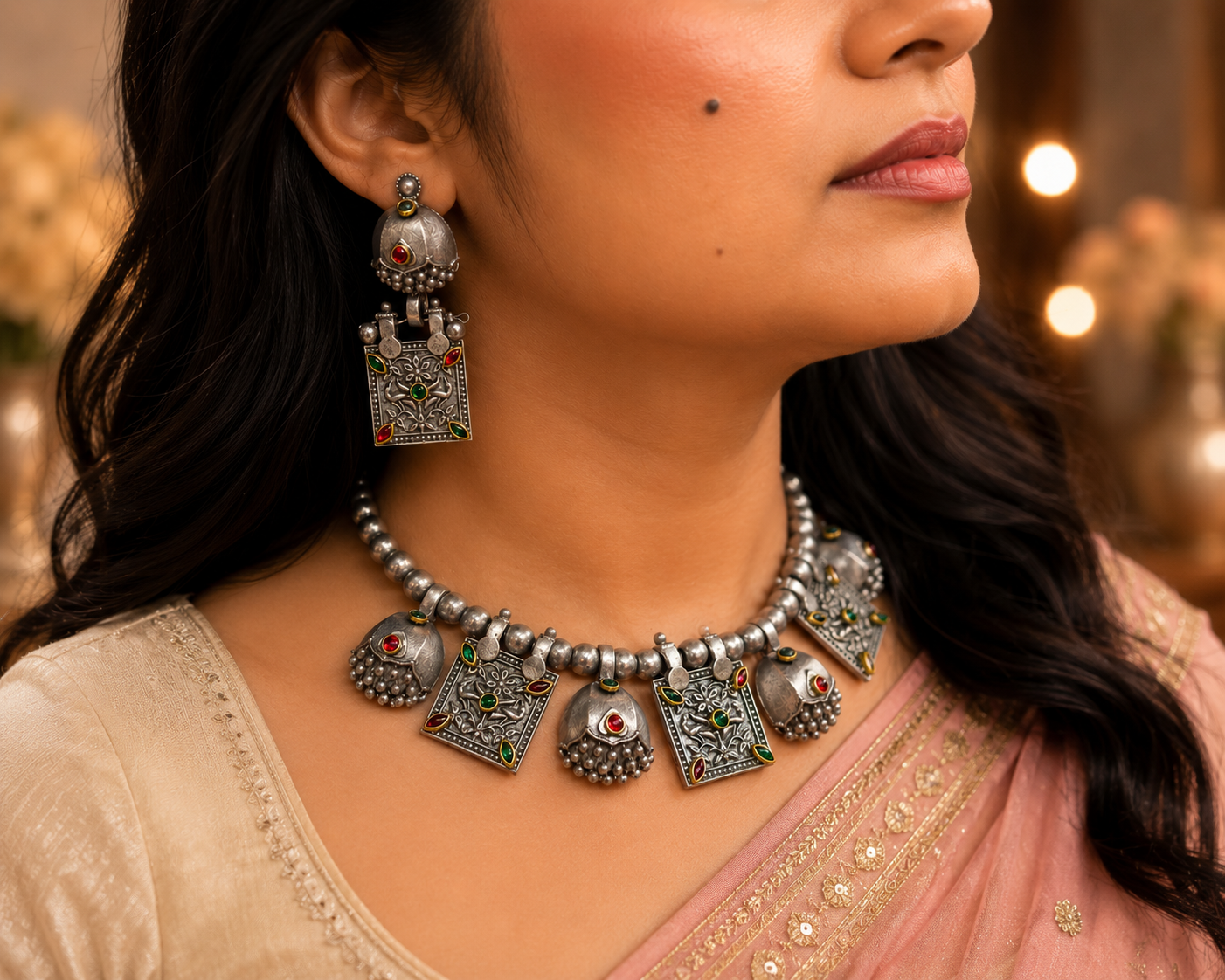 Rangrez Oxidized Heritage Choker Set
