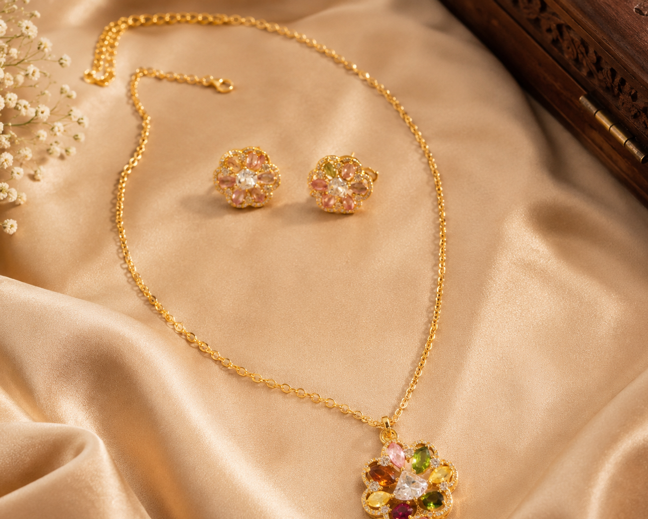 Rangoli Blossom Pendant Set