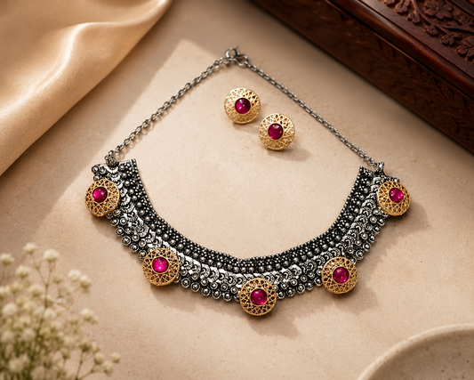 Ruby Charm Oxidised Set