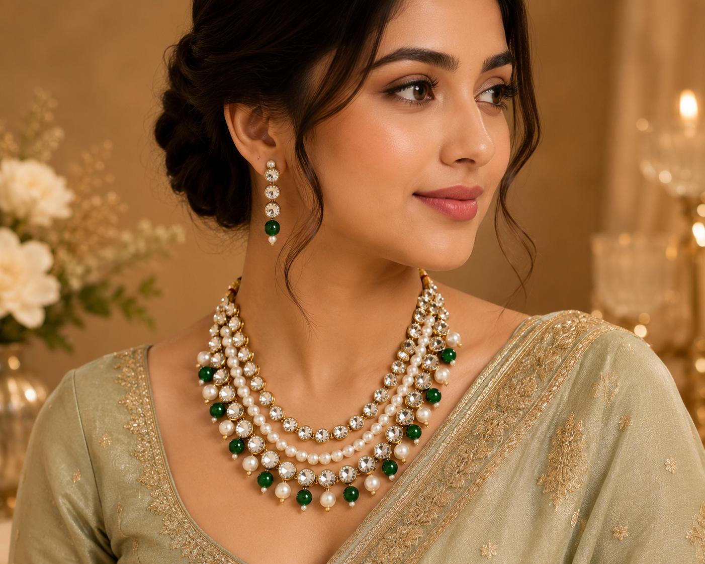 Emerald Pearl Cascade Set