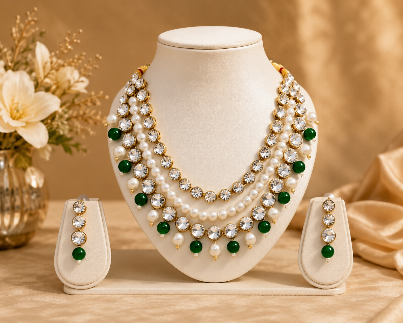 Emerald Pearl Cascade Set
